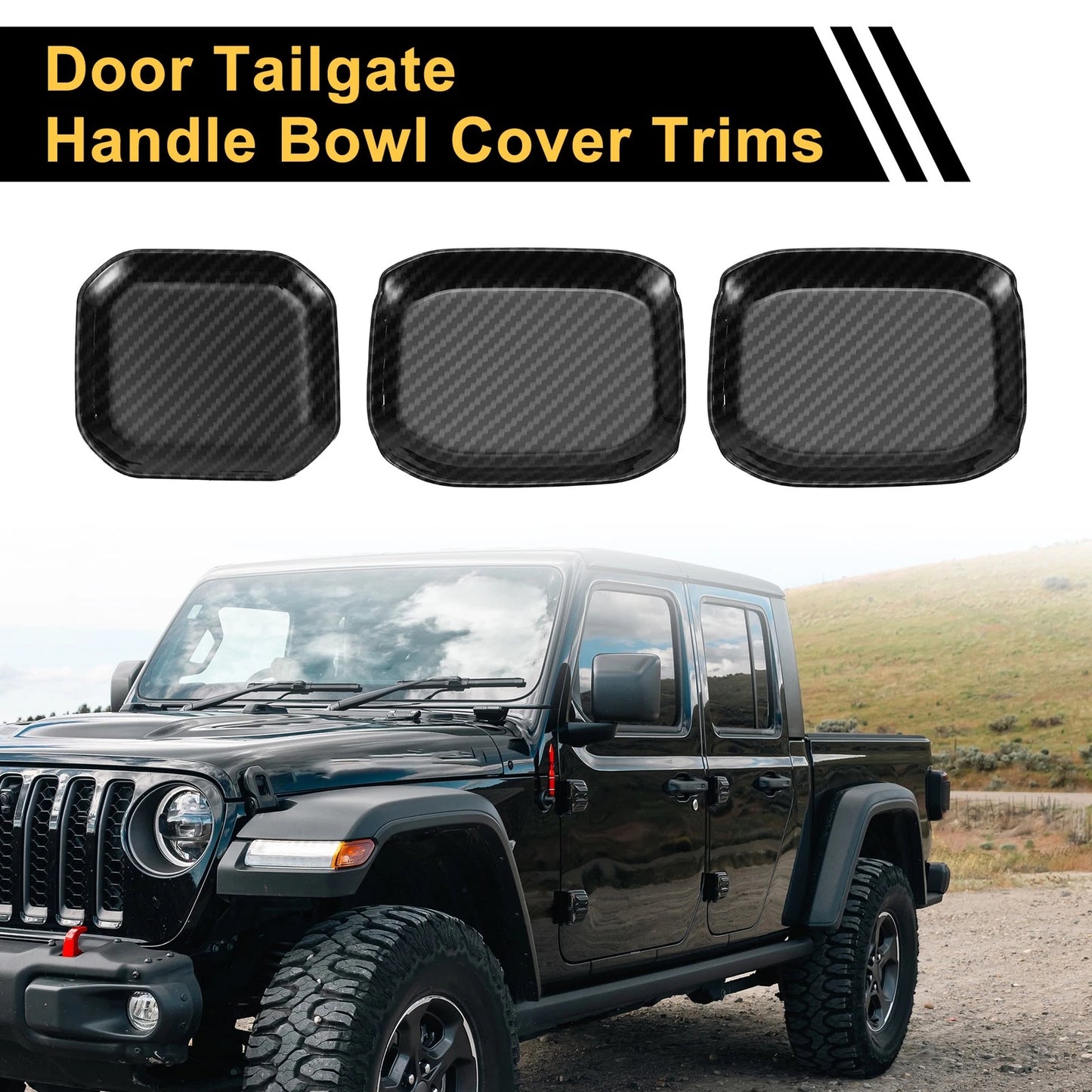 Carbon Fiber Door Handle Bowl Cover Trims for Jeep Gladiator JT (2020–2024)