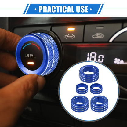 5 Pcs AC Climate Control Knob Rings for Toyota 4Runner (2010–2022) Blue