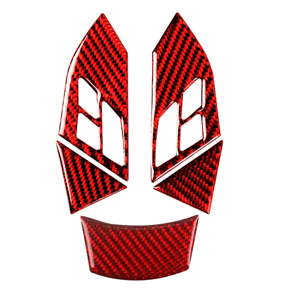 5 x Red Carbon Fiber Steering Wheel Knob Covers for BMW 5 Series E60 E61 (2004-2010)