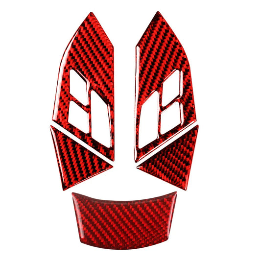 5 x Red Carbon Fiber Steering Wheel Knob Covers for BMW 5 Series E60 E61 (2004-2010)
