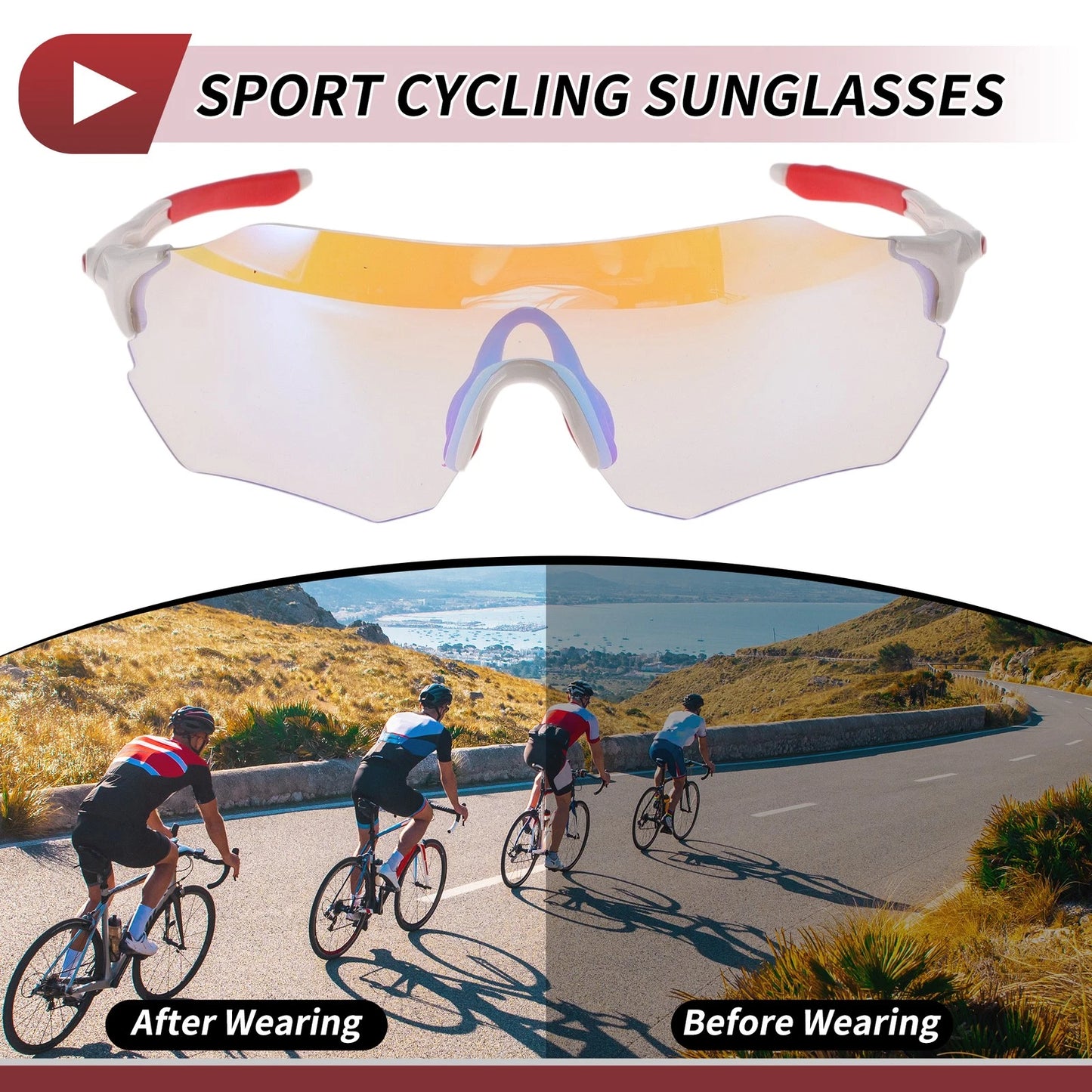 Set of 1 Motorcycle Riding Goggles for Various Models (Light Blue Lens)
