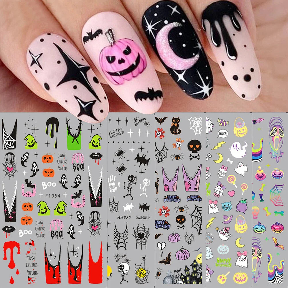 5 Sheets Halloween Nail Art Stickers for DIY Decoration