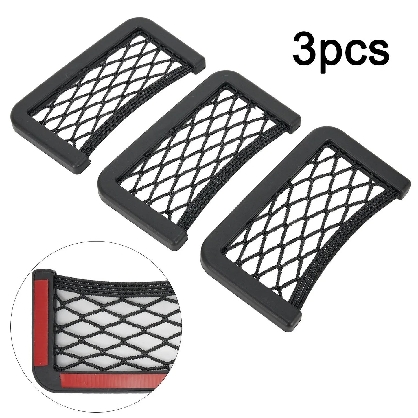 3 x Storage Net Bag Accessories Organizer Parts Phone Holder Pocket for Car