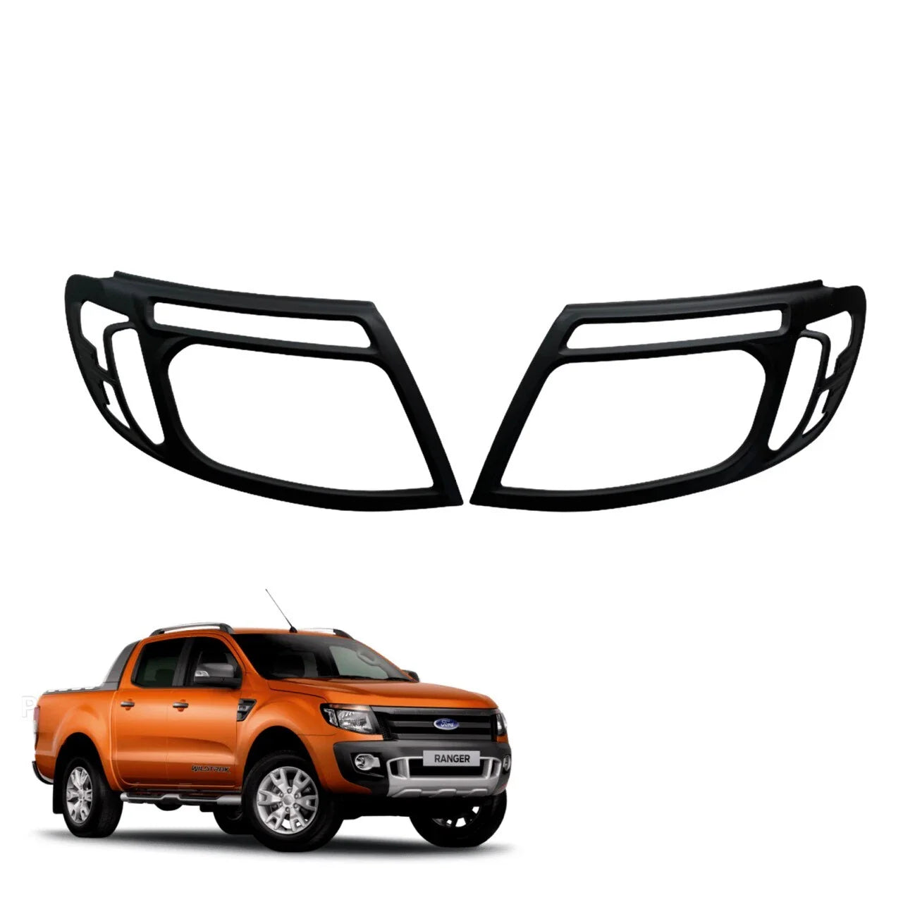 Matte Black Headlight Taillight Lamp Covers for Ford Ranger PX T6 (2011-2015)