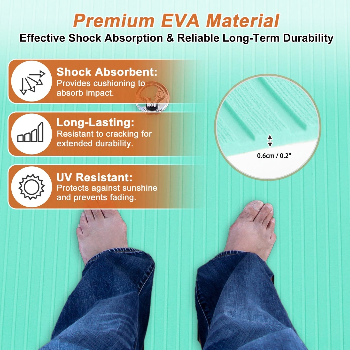Self-Adhesive EVA Foam Boat Deck Flooring Strip 96"L x 47"W Seafoam Green