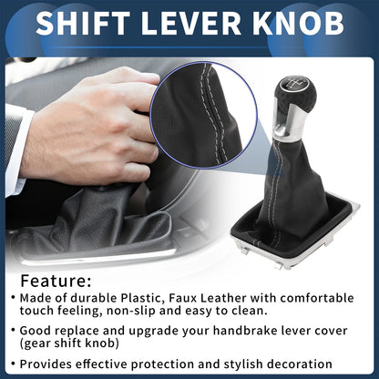 5 Speed Gear Shift Knob with Cover for VW Golf MK7 GTI GTD (2013–2018)
