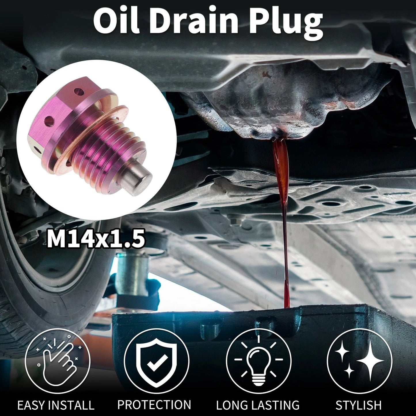 M14x1.5 Magnetic Oil Drain Plug for Universal Applications (1Pc)