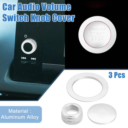 3pcs Volume Switch Knob Cover for Honda Civic (2022–2023) Silver Tone