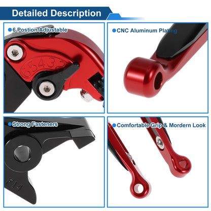 Adjustable Brake Clutch Lever for Kawasaki ER-5 (2004–2005) Red Black