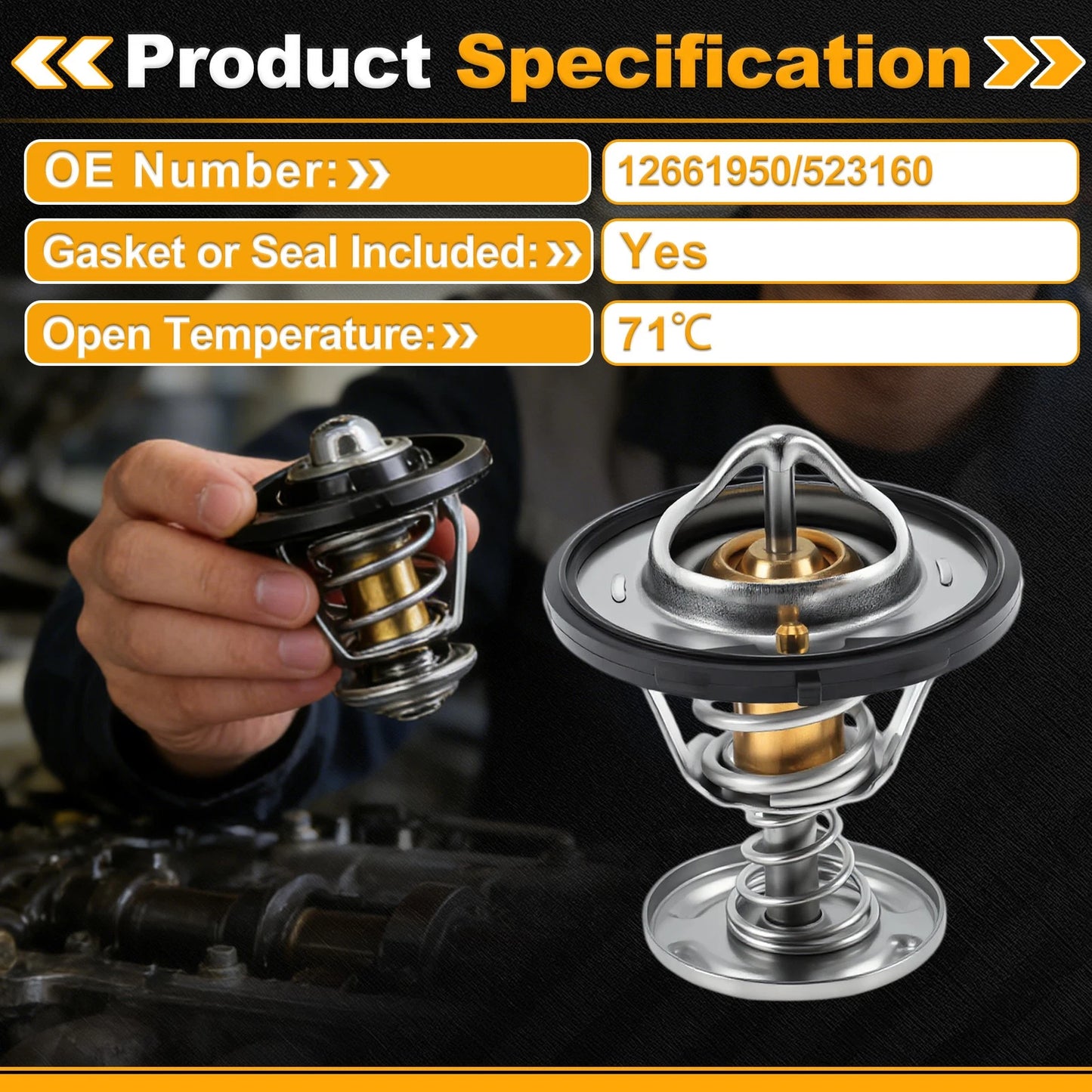Engine Coolant Thermostat 12661950 for Chevrolet Avalanche V8 5.3L (2007–2013)