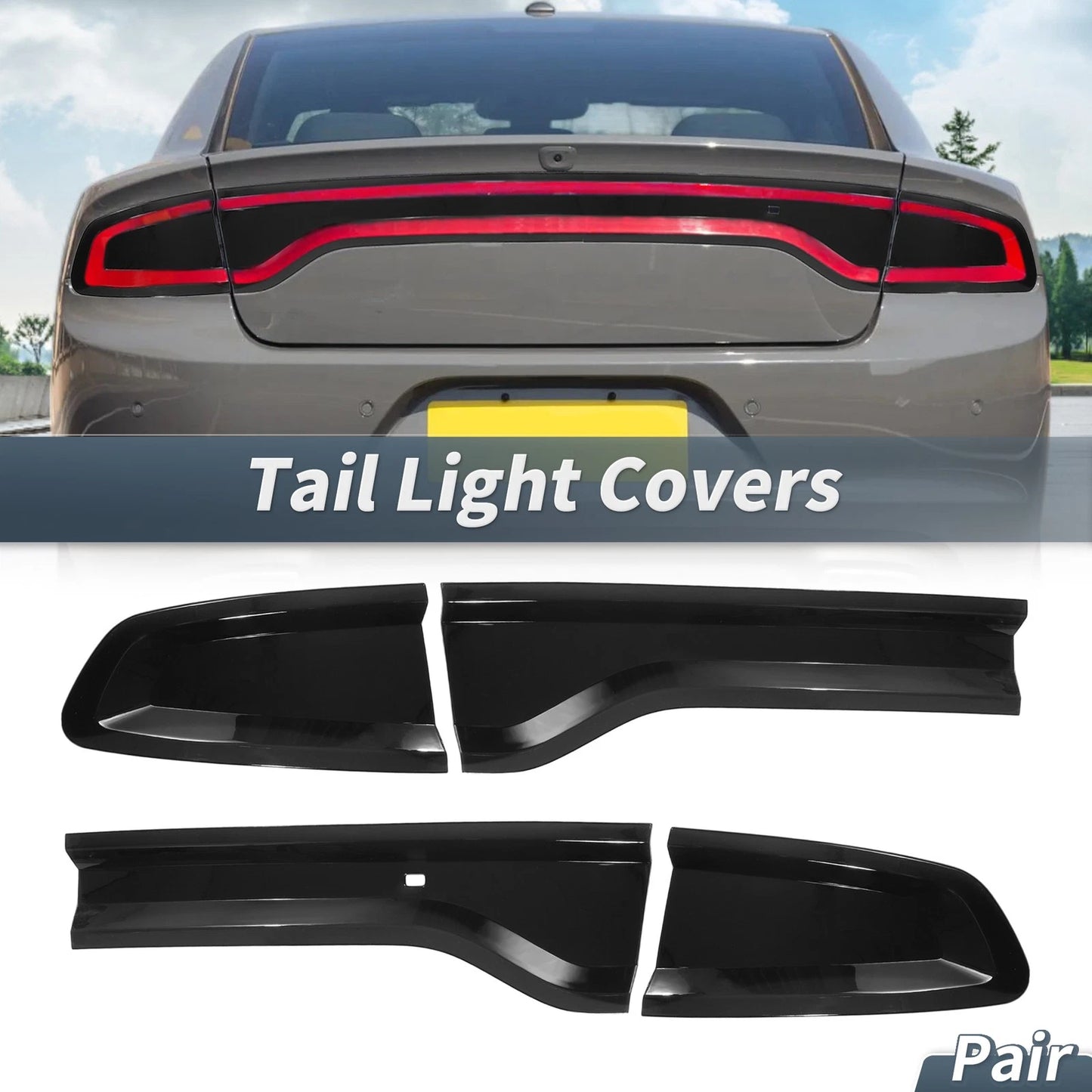 Tail Light Cover for Dodge Charger (2015–2024) ABS Smoked Black
