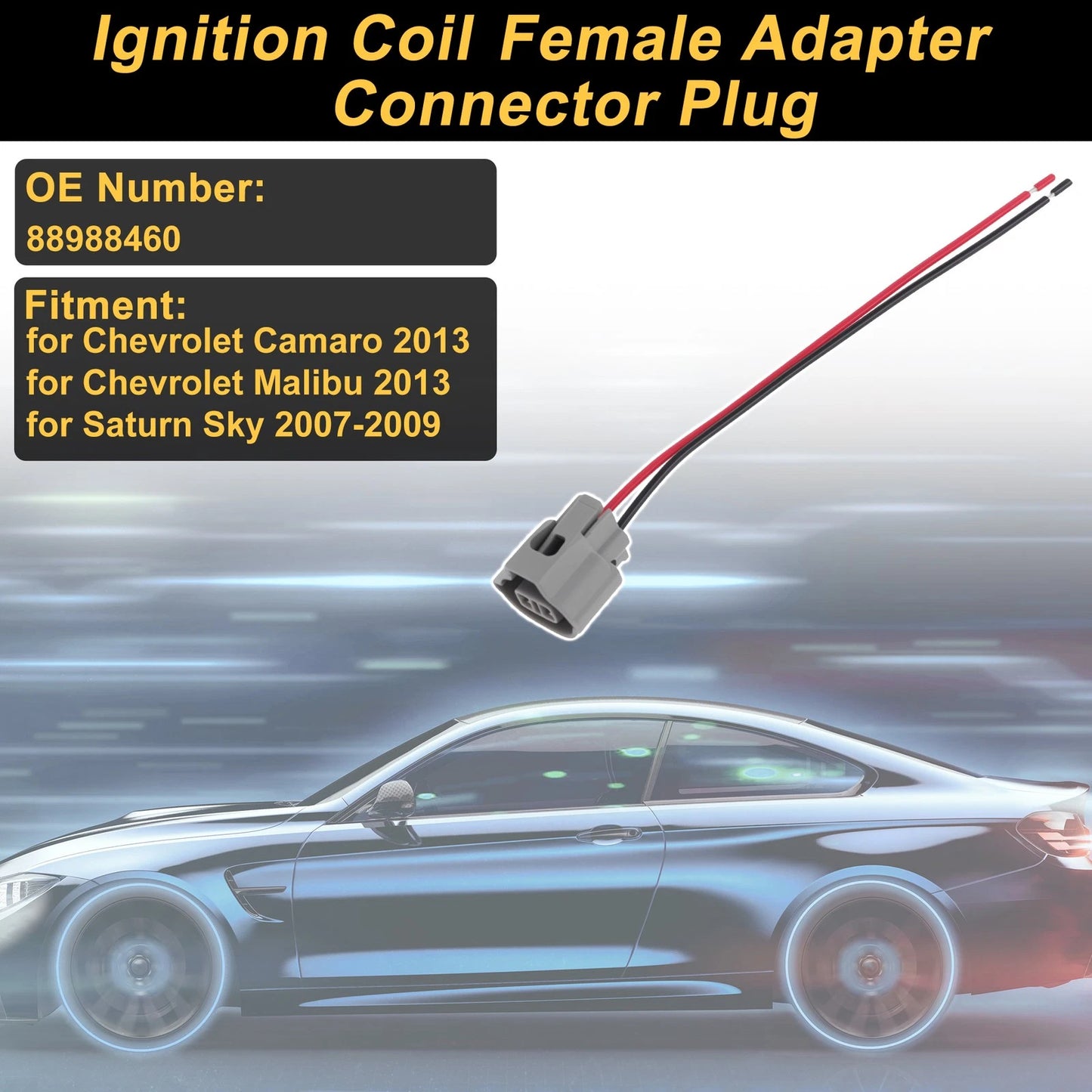 1pc 2 Pin Ignition Coil Connector Plug for Chevrolet Camaro (2013) No. 88988460