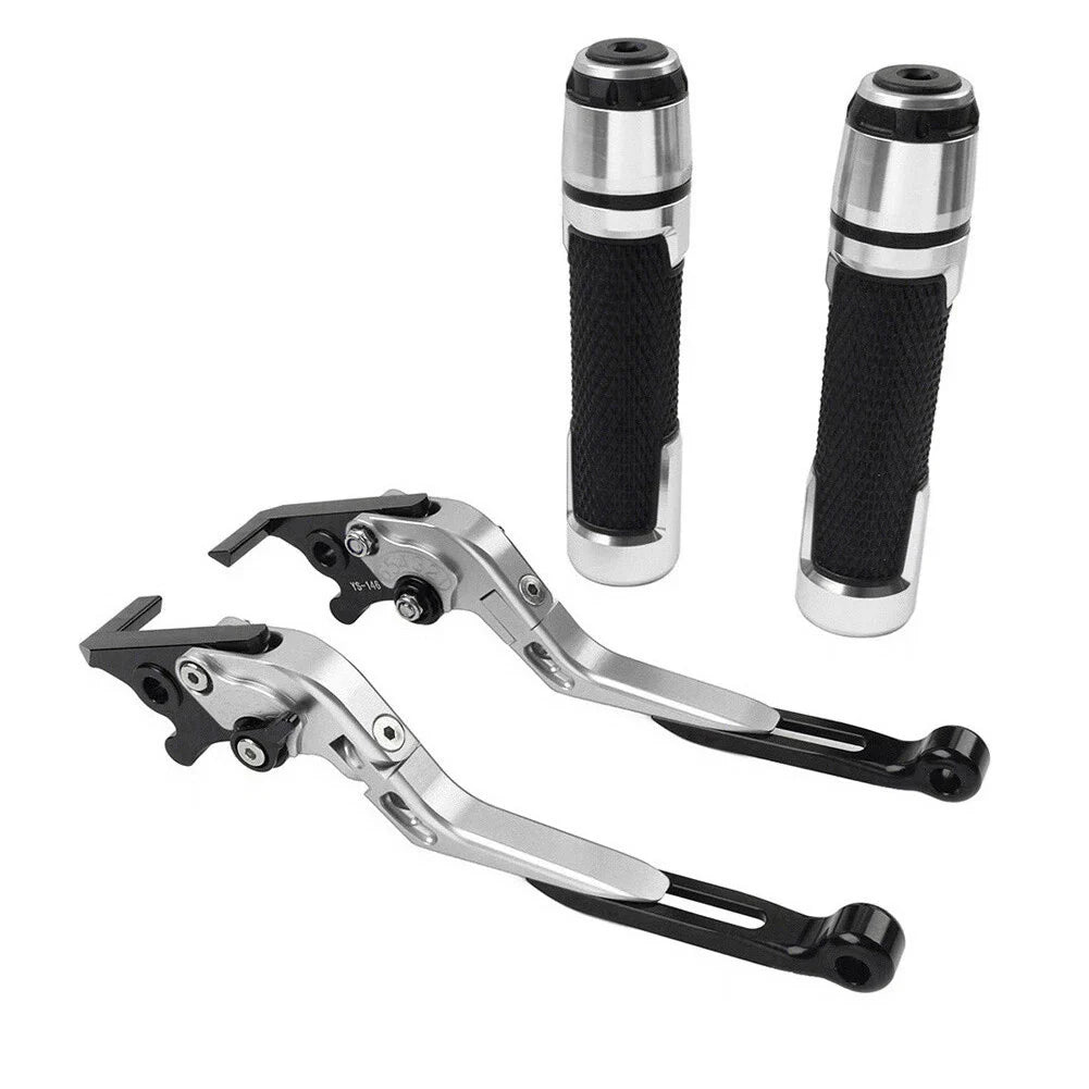 Silver Extendable Brake Clutch Levers Grips Set for Kawasaki ZX14R (2006-2023)