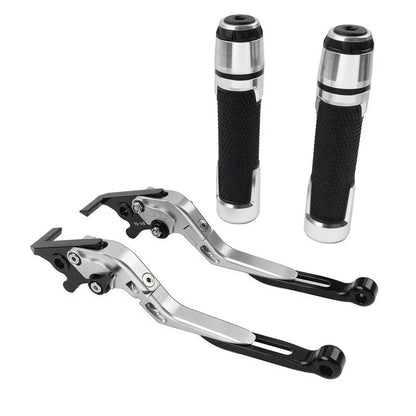 Silver Extendable Brake Clutch Levers Grips Set for Kawasaki ZX14R (2006-2023)