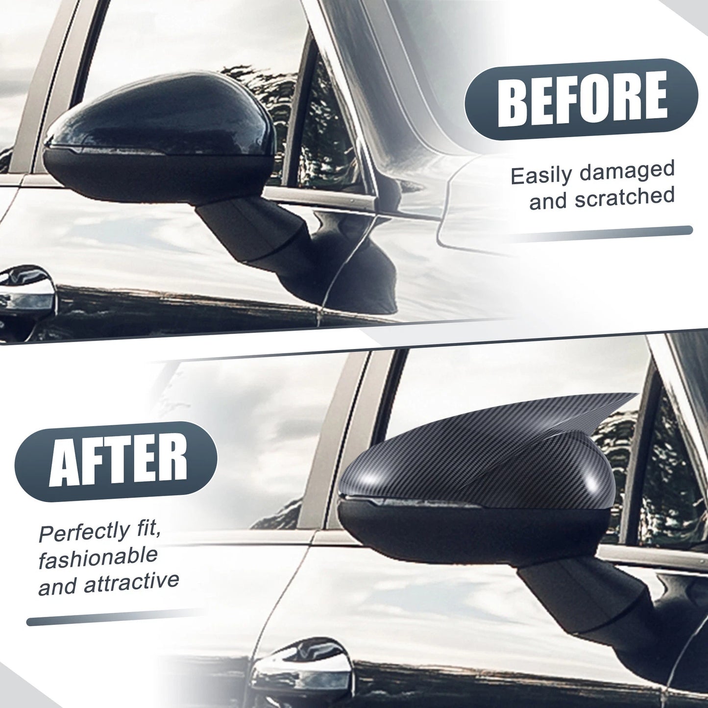 Pair Rearview Mirror Cover Overlay for Kia K5 (2021–2023) - Carbon Fiber