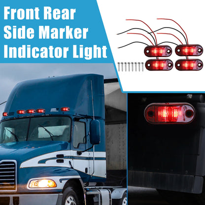 Set of 4 LED Side Marker Lights for Truck Camper Lorry Van Red