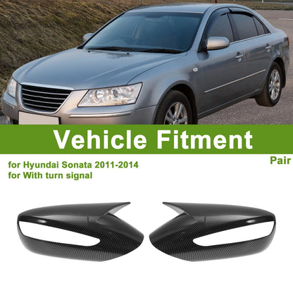 1 Pair Side Mirror Cover Caps for Hyundai Sonata (2011–2014) Black