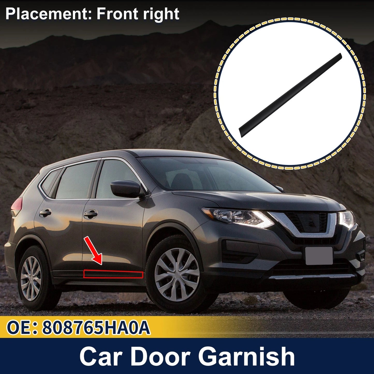 Door Side Lower Trim Front Right No. 808765HA0A for Nissan Rogue (2014–2020)