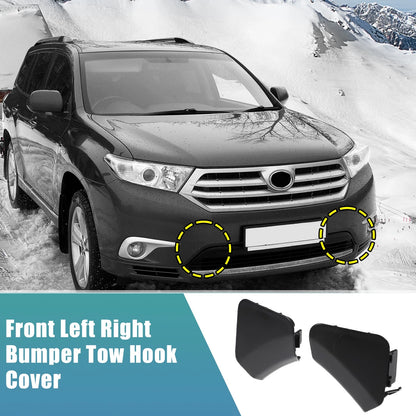 1 Pair Tow Hook Cover for Toyota Highlander (Unpainted, Black)