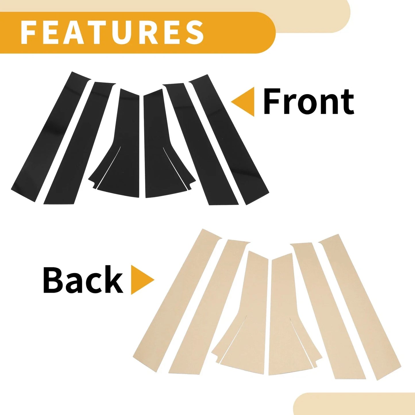 6 Pcs Black Door Pillar Window Trim for Honda Fit (2013-2019)