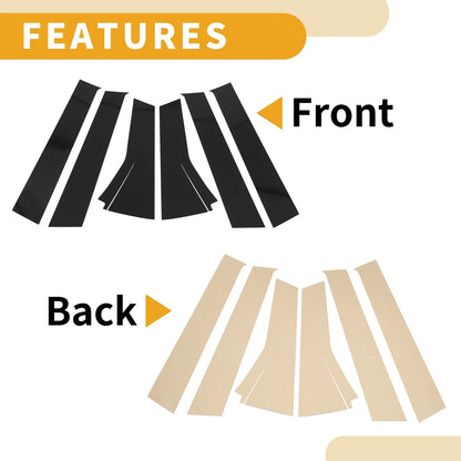 6 Pcs Black Door Pillar Window Trim for Honda Fit (2013-2019)