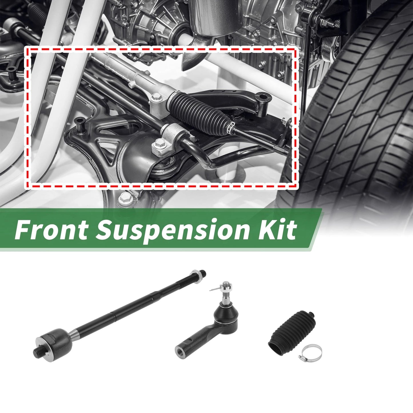 6pcs Front Suspension Kit Inner Outer Tie Rod End with Boot for Pontiac Torrent (2006–2009)