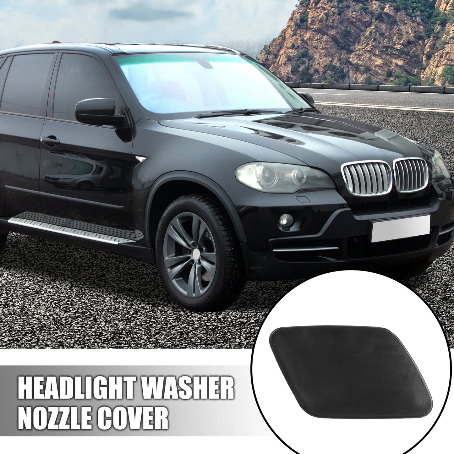 Set of 2 Headlight Washer Nozzle Covers for BMW (51657199141, 51657199142)