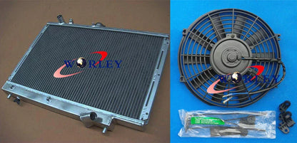 Aluminum Radiator & Fan for Mazda 323 BG GTX GTR Familia Protege (89-94)
