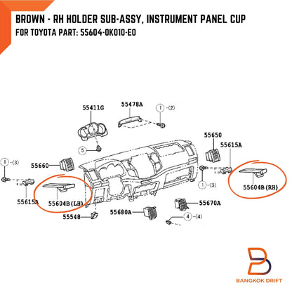 Right Side Dash Cup Holder for Toyota Hilux Ute Vigo MK6 MK7 (2005-2014)