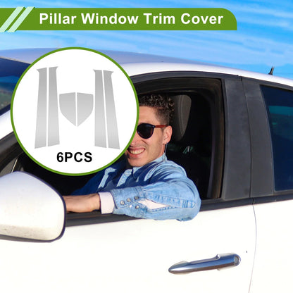 6 Pcs Silver Tone Pillar Window Trim for Chevy Aveo (2002-2006)