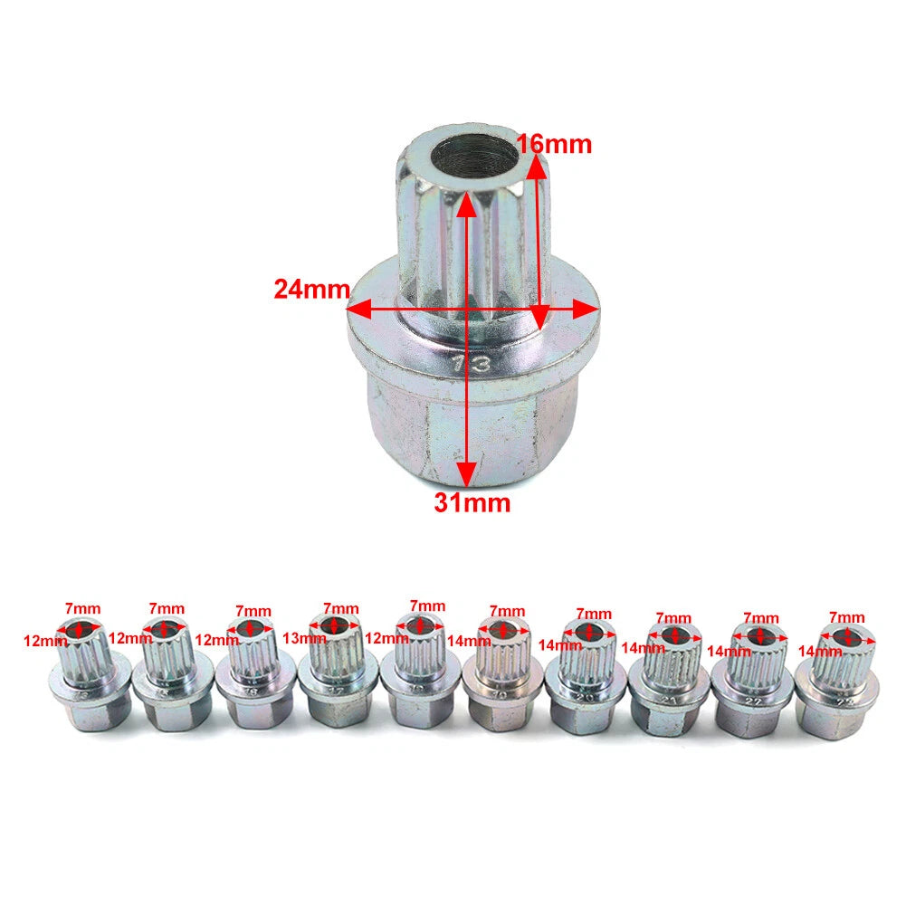 Anti-theft Wheel Bolt Lock Nut Key Adapter for BMW 1 3 5 6 7 Series (2000–2023)