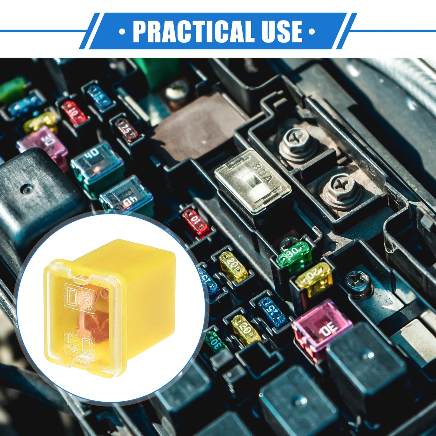 10 Pcs Mini Box Shaped Fuse 60 Amps for Pickup Trucks Cars (Universal)
