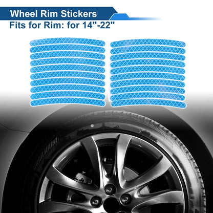 20 Pcs Arc-Shape Wheel Rim Stickers for 14"-22" Rims (Light Blue)