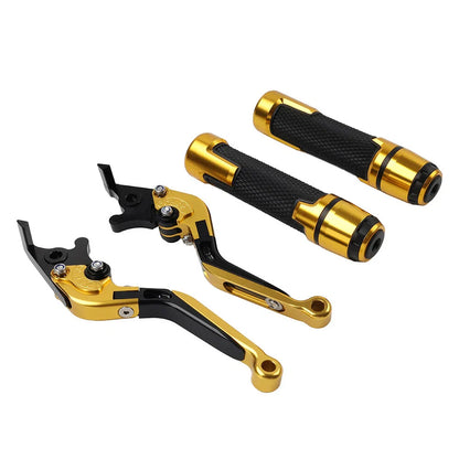 Gold Extendable Brake Clutch Lever Grip Set for BMW R1200GS R1250GS (2013-2023)