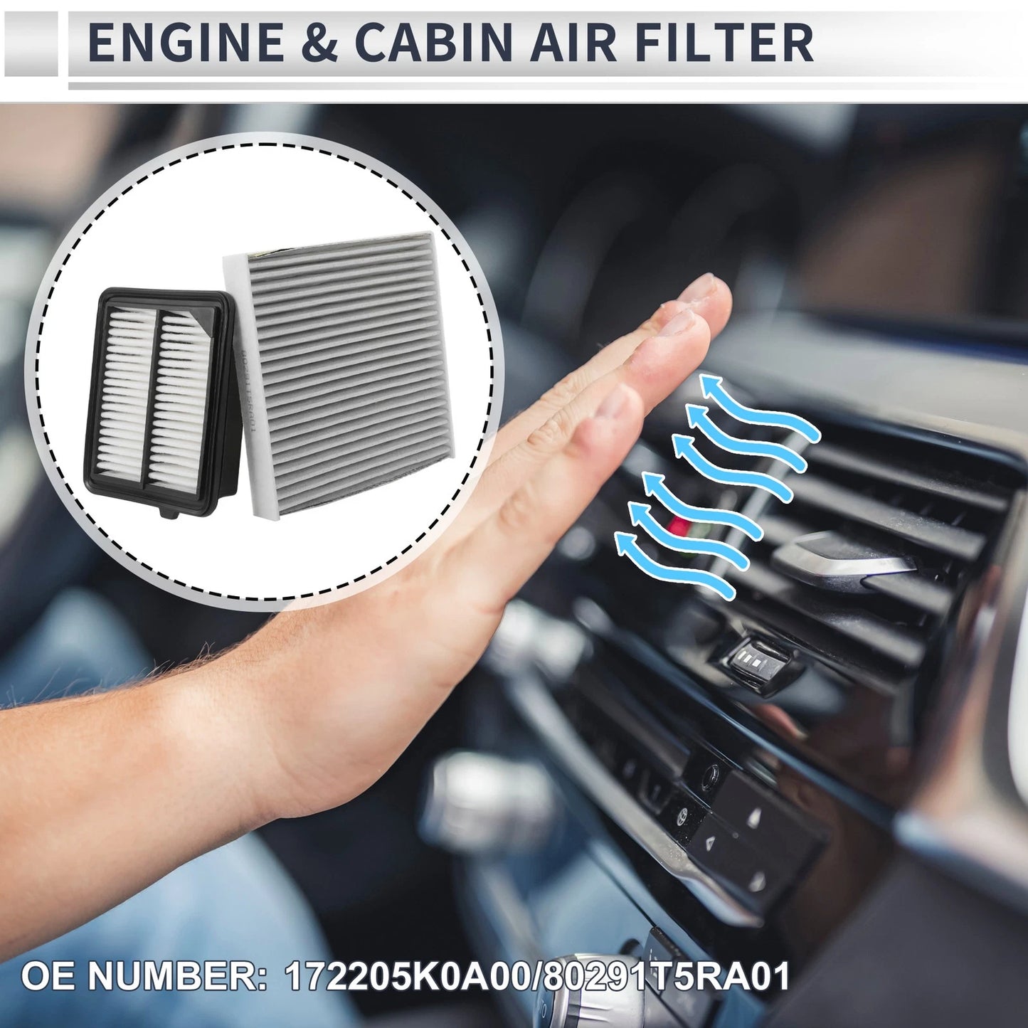 Engine Cabin Air Filter Combo No. 172205K0A00 for Honda CR-V (2020–2022)