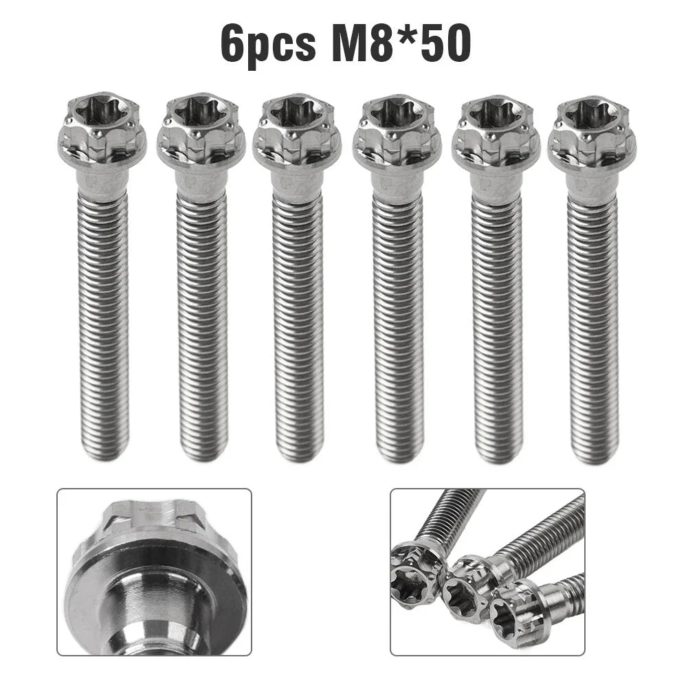6pcs M8x50mm Titanium Torx Head Flange Screws for Motorcycle Bike