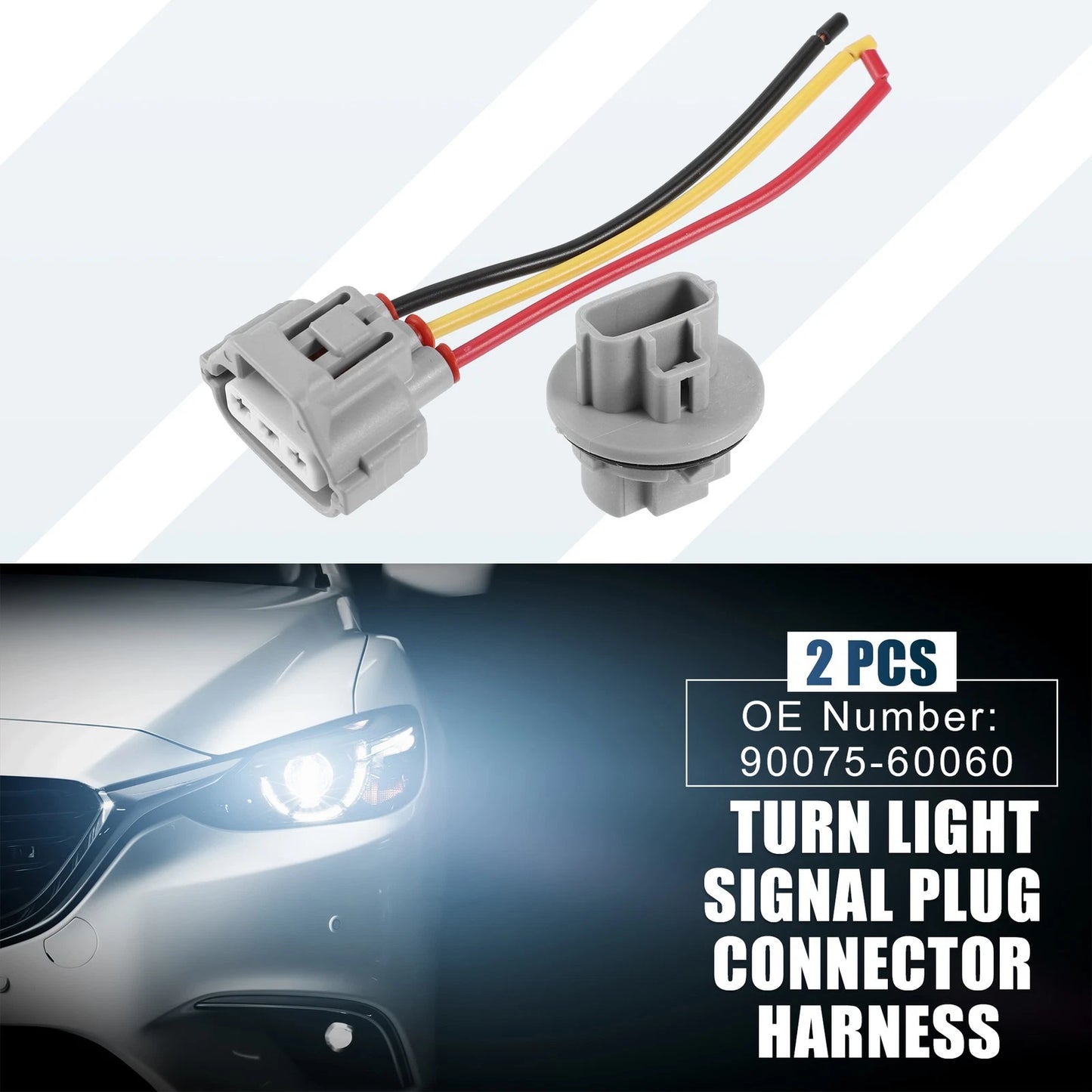 Set of 2 Turn Signal Plug Connector Harness 90075-60060 for Toyota
