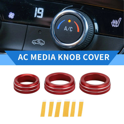 AC Media Volume Tune Switch Knob Cover Ring for Dodge Durango (2021-2023) 3 x Pcs