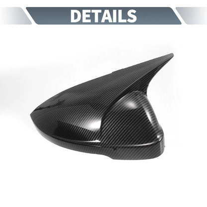 Pair Rearview Mirror Cover Overlay Black Carbon Fiber for Volkswagen Passat