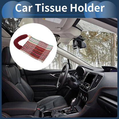 Tissue Holder for Car - Jacquard Woven Plush Red (10.24"x6.69"x1.18")