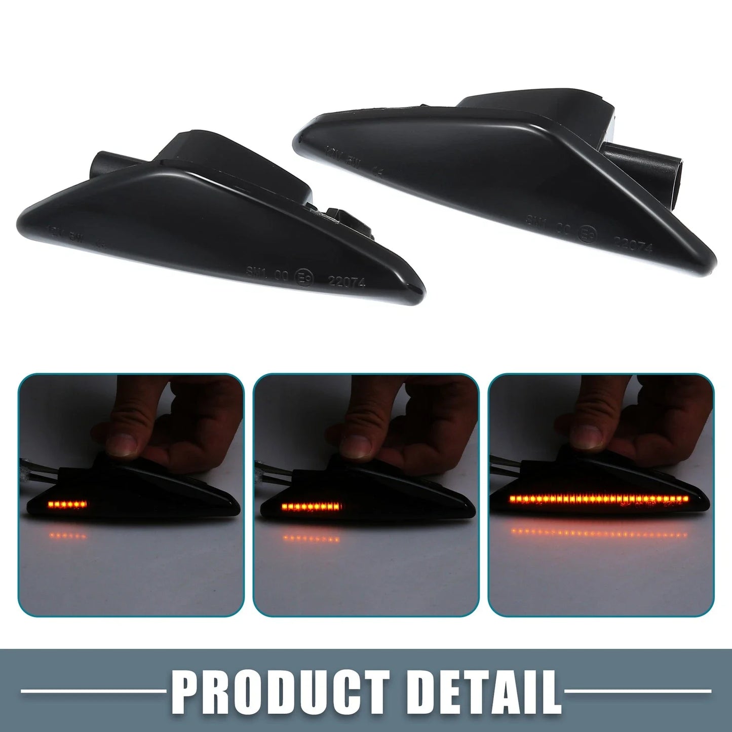 1 Pair LED Side Marker Amber Light for BMW X3 Black Lens (2011 - 2014)