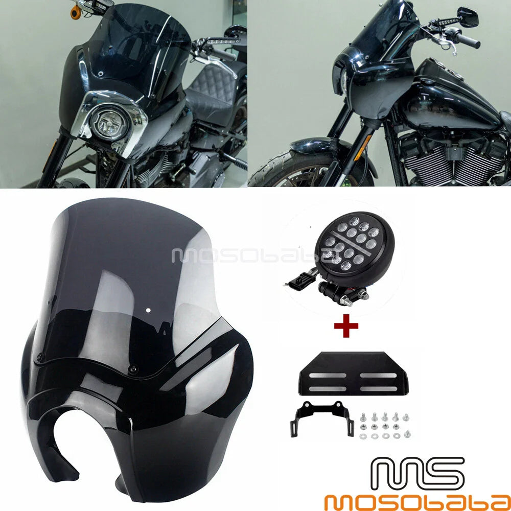 Front Fairing + LED Headlight + 12" Windshield for Harley Softail (2018-2023)