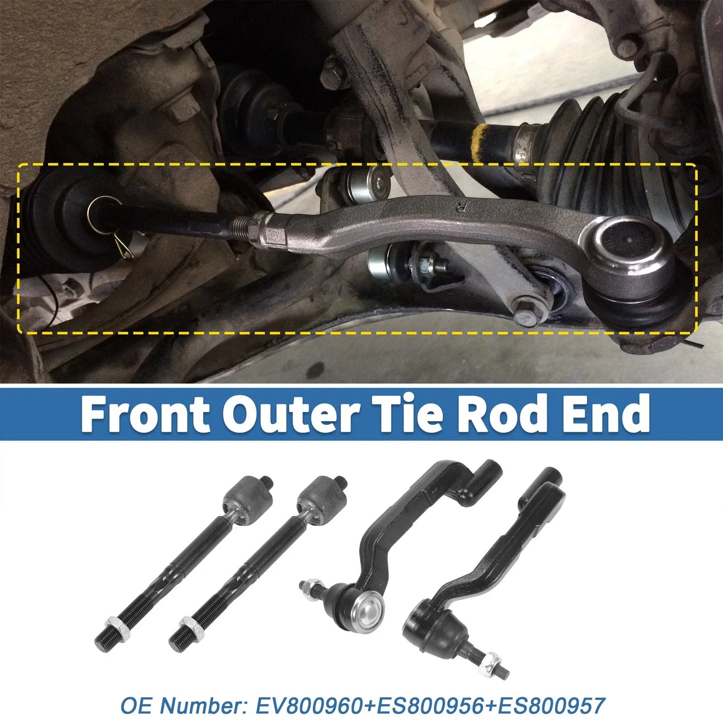 4 x Front Inner Outer Tie Rod End Links for Chrysler 300 & Dodge Charger