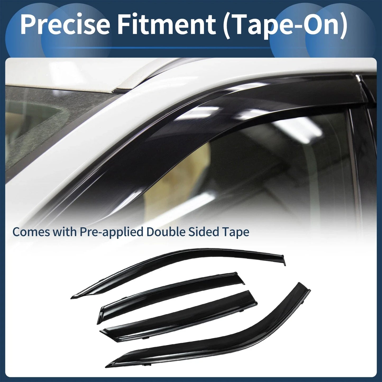 Window Deflectors for Honda Civic Sedan 2022 Side Vent Visors Black 1 Set