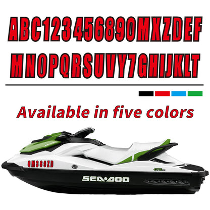 Set of 4 Green Boat Registration Letters and Numbers Decals A-Z & 0-9