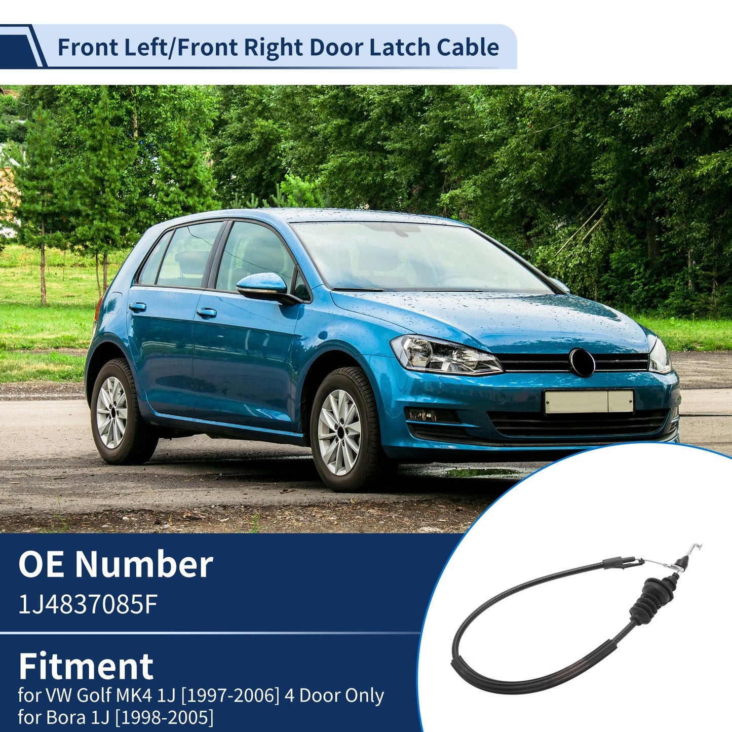 Door Latch Cable No. 1J4837085F for VW Golf MK4 (1997–2006) 4 Door Front