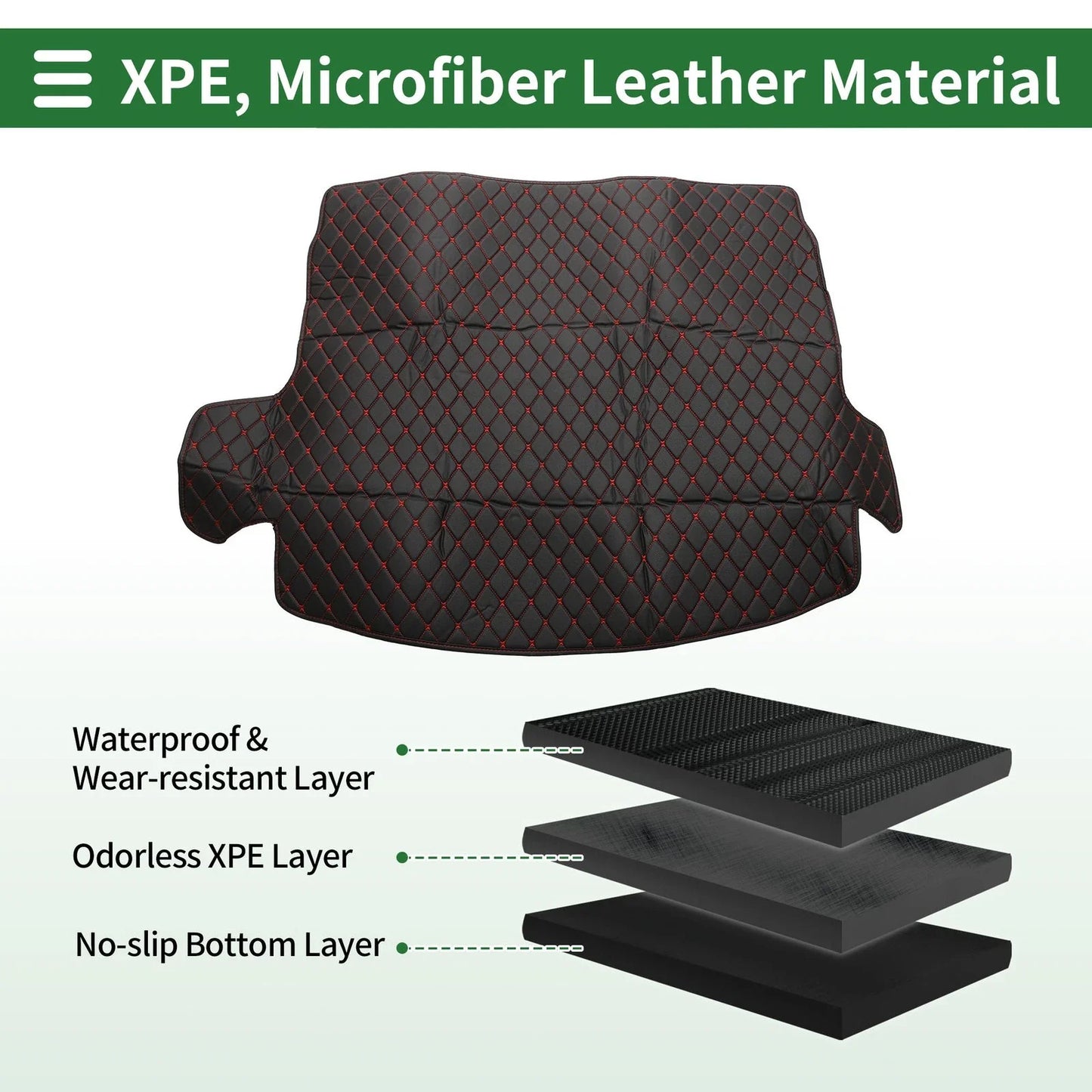 Flat Face Cargo Liner Trunk Mat for Honda CRV Hybrid (2017-2021) Black XPE