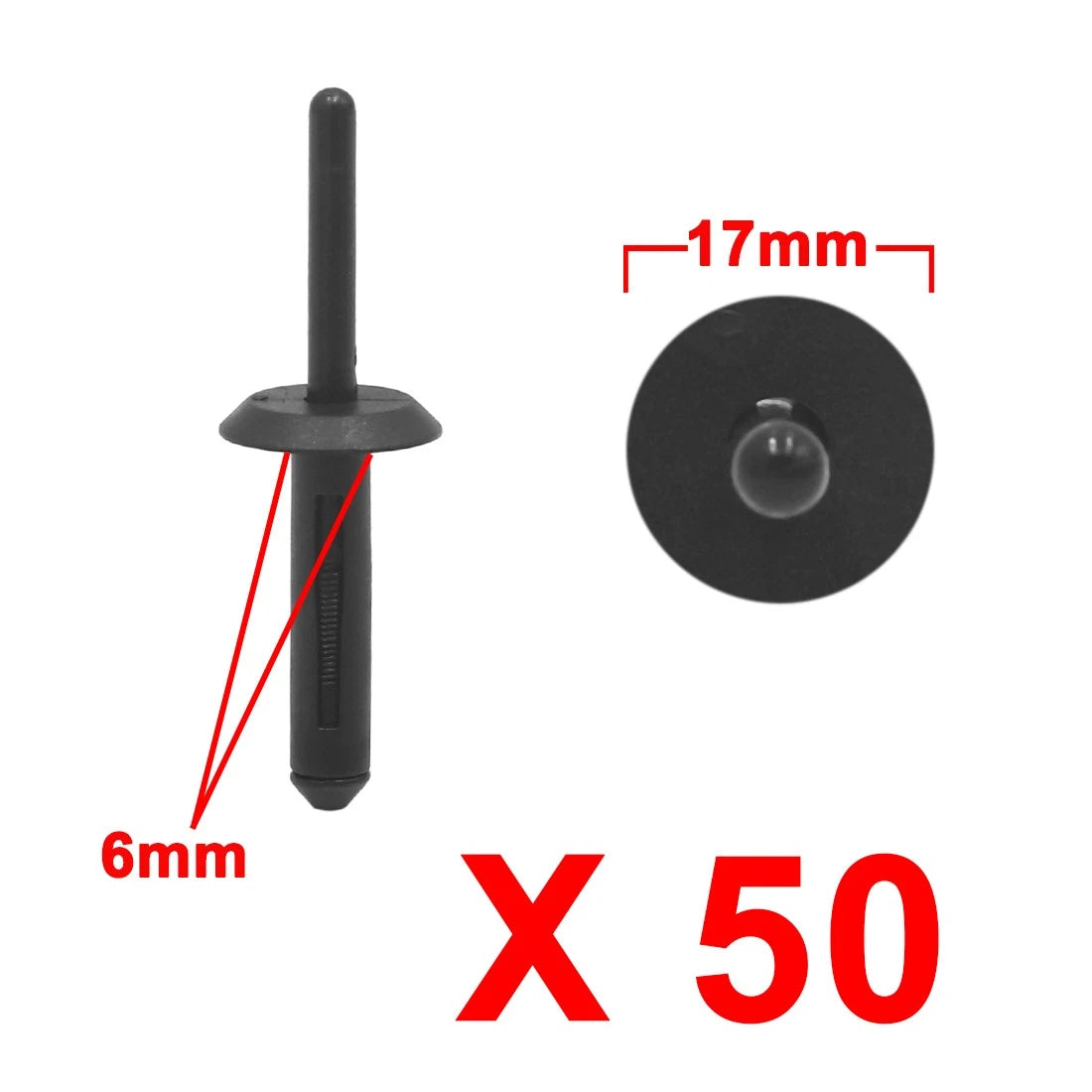 50 Pcs Plastic Rivets Fastener Clip 6mm for BMW