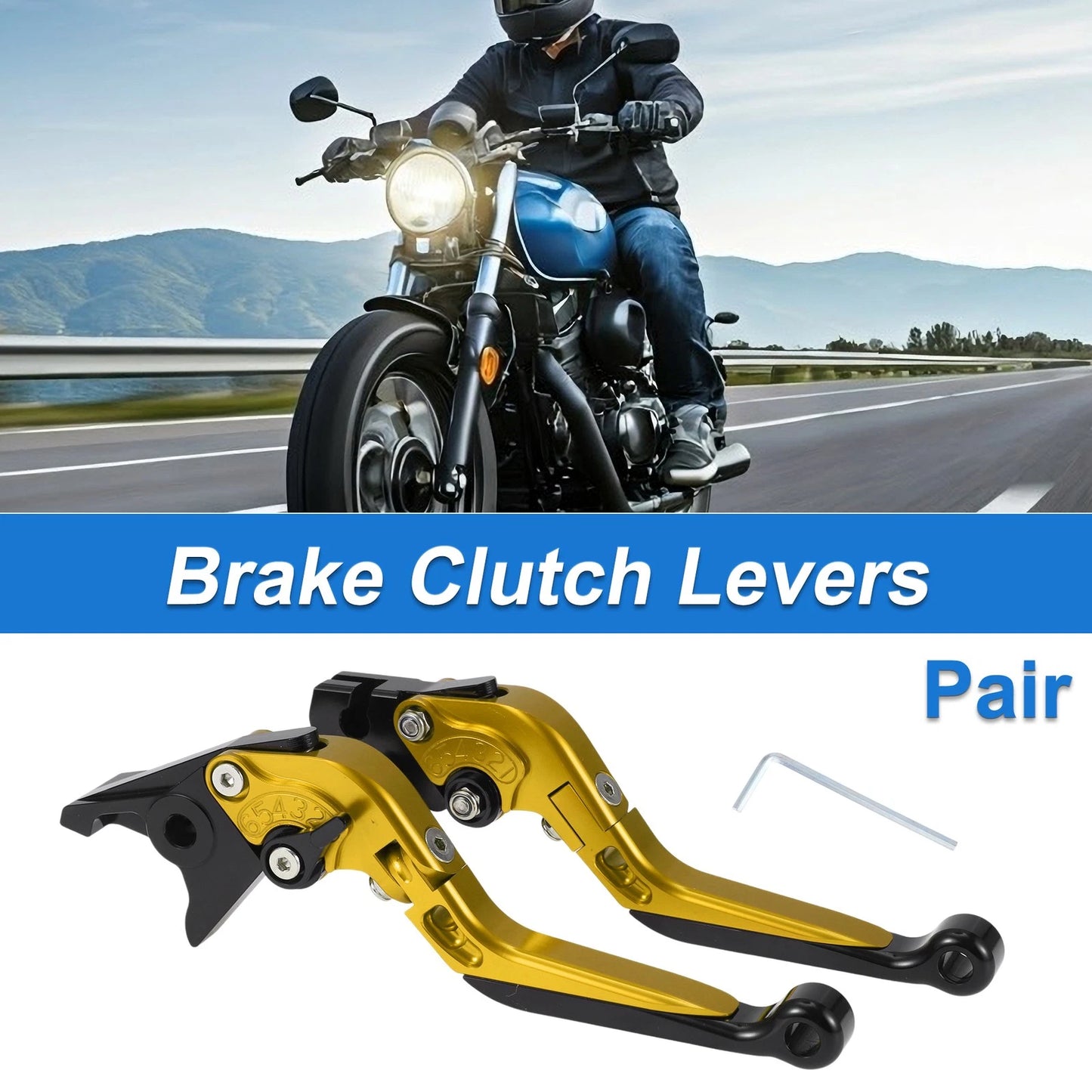 Adjustable Brake Clutch Lever for Yamaha YZF R1 (2002–2023) Gold Black