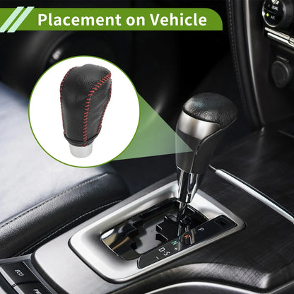 Gear Shift Knob Cover for Honda Civic 2016-2021 Pebbled Black Red Faux Leather